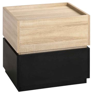Naktinis staliukas Homcom 50x40x47,5cm., šviesiai rudos/juodos spalvos