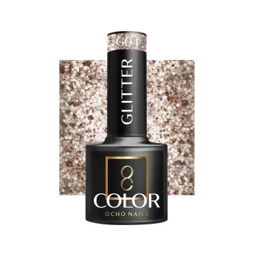 Hybrid nail polish OCHO NAILS G04, with glitter
