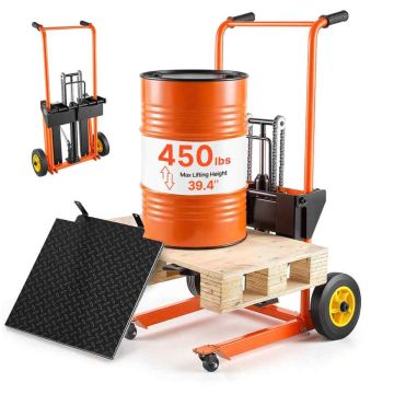 Hydraulic lift truck VEVOR SCDDC1000, 205 kg, orange/black, 92 × 126 × 73.5 cm