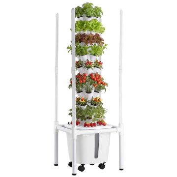 Hydroponic tower VEVOR VV2-9C-EU, 9 tiers, 45 capsules, White, 35 × 122 × 35 cm