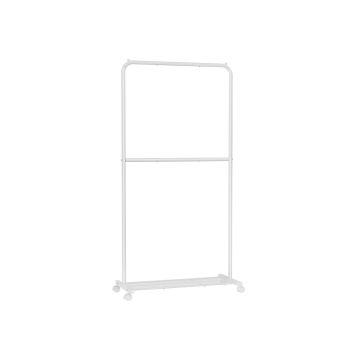 Drabužių kabykla ant ratukų 40,5x91x194cm., baltos spalvos
