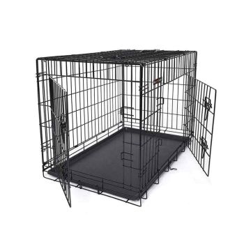 Металлическая двухдверная клетка для собак 106 x 77,5 x 70 см, размер XXL, черная