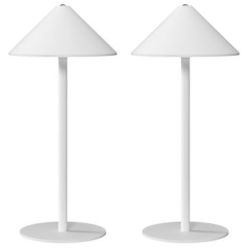 Перезаряжаемая настольная LED-лампа, Комплект из 2 шт, Белая, Ø15 × 31,5 см