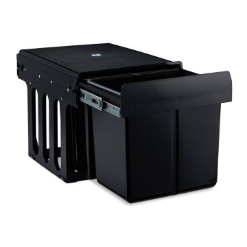 Įmontuojama atliekų dėžė Relaxdays 10031540.0, triguba, 2 × 8 l + 15 l, Juoda, 34,3 × 35,1 × 48 cm