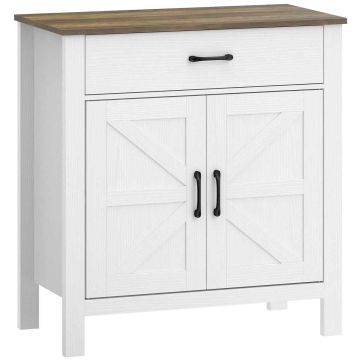 Буфет, 1 ящик, 2 дверцы, белый/коричневый, 77 × 81,5 × 39,3 см