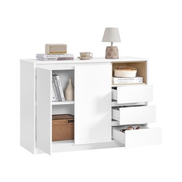 VASAGLE sideboard, 3 drawers, White, 103.3 × 74.5 × 40 cm