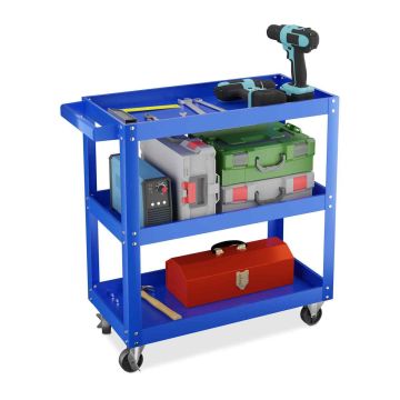 Įrankių vežimėlis Relaxdays, 3 lentynos, Mėlynas, 78 × 76 × 35 cm