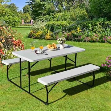 Picnic table and bench set, Table and 2 benches, 136.5 × 149 × 72 cm