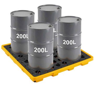 Spill collection tray VEVOR wsfsl04, for 4 barrels, Yellow, 1305 × 1280 × 150 mm