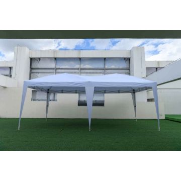 Išskleidžiama pavėsinė 590 x 300 cm, sidabru dengtas audinys, 3 aukščio lygiai