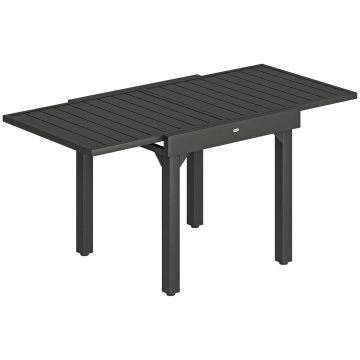 Extendable outdoor table, 4-6 people, Black, 160 × 80 × 75 cm