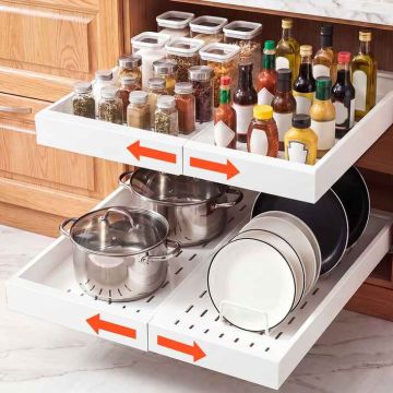 Pull-out cabinet organizer VEVOR YS2512152C5, 2 pcs, White, 52 × 30.2 × 6.5 cm