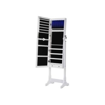 Papuošalų dėžutė su LED apšvietimu JBC94W, baltos spalvos