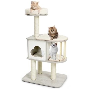 Cat tower with scratching posts, 3 levels, 68 × 48 × 117 cm
