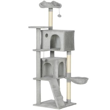 Cat scratching post, multi-layer, with hammock and ladder, 48 × 160 × 48 cm