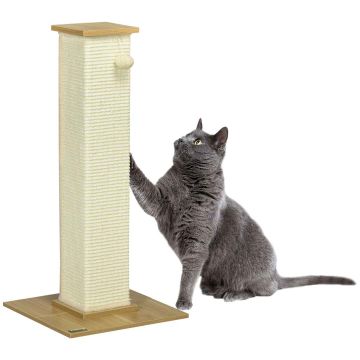 Когтеточка для кошек PawHut 38x38x80см, светло-коричневый/кремовый