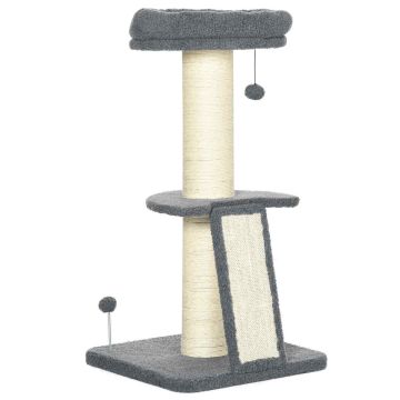 Когтеточка для кошек PawHut 48x48x92см, серо-кремовый цвет