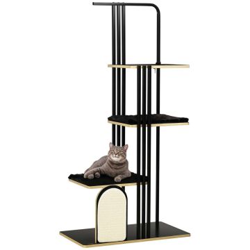 Когтеточка для кошек PawHut 85x48x170см, черно-светло-коричневого цвета