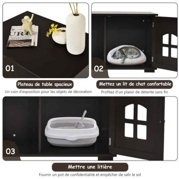 Cat litter box enclosure, two doors, 81 × 53 × 49 cm