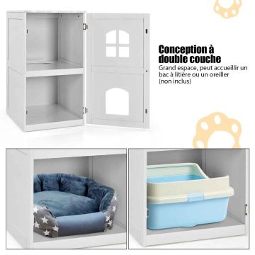 Cat Litter Box Enclosure, Two Shelves, 24 × 20 × 36 in