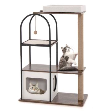 Cat house scratching post, 2 resting areas, 32 × 16 × 47 inches