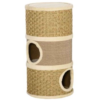 Домик для кошек с когтеточкой PawHut 37,5x37,5x70 см, светло-коричневый