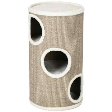 Домик-когтеточка для кошек PawHut 38x38x80см, коричнево-белый цвет