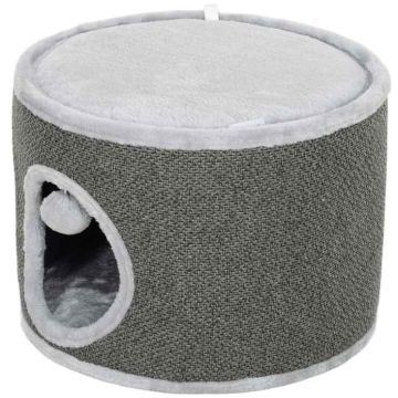 Домик для кошек с когтеточкой PawHut 40x40x30 см, серо-кремовый