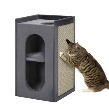 Домик для кошек когтеточка PawHut 45x45x81см, серого цвета