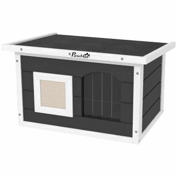 Домик для кошек PawHut 61x45x36,5см, тёмно-серый/белый цвет