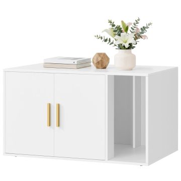 Kačių tualeto spintelė FEANDREA PCL020WB02, su nuimamu skirtuku, 80 × 50 × 45 cm