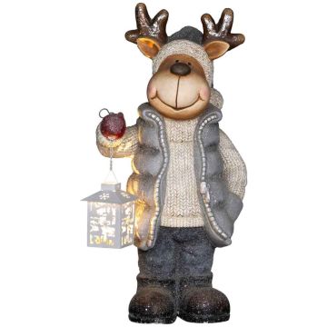 Christmas decoration, deer figurine with LED light, Multicolored, 25.5 × 19.5 × 52 cm