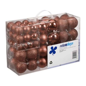 Kalėdiniai eglutės žaisliukai Relaxdays 10027269_93, 100 vnt, Rudi/sidabriniai