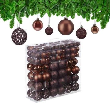 Kalėdiniai eglutės žaisliukai Relaxdays, 150 vnt, Ruda