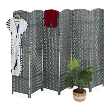 Kambario pertvara Relaxdays, 6 dalių, Pilka, 241 × 170 × 2 cm