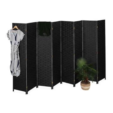 Kambario pertvara Relaxdays, 8 panelės, Juoda, 170 × 320 × 2 cm