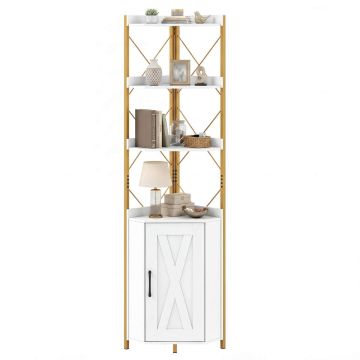 Corner shelf, 5 tiers, White, 38 × 180 × 38 cm