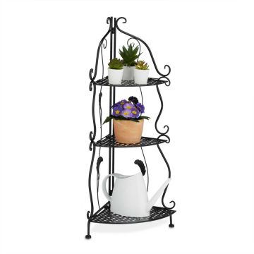 Kampinė lentyna Relaxdays 10047167.0, 3 lentynos, Juoda, 30 × 82,5 × 30 cm