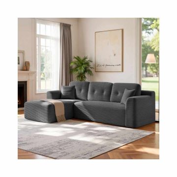 Kampinė modulinė sofa VASAGLE, kairinė, su šezlongu, Pilka, 150 × 244 × 73 cm