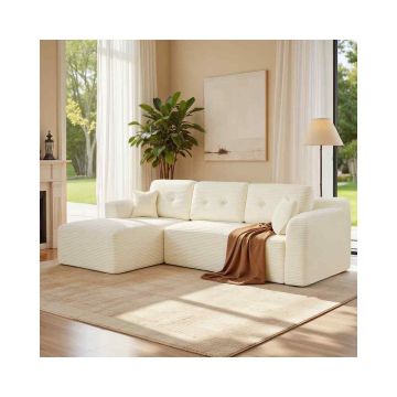 Kampinė modulinė sofa VASAGLE, kairinė, su šezlongu, Pilka, 150 × 244 × 73 cm