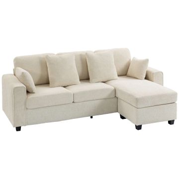 Corner sofa, reversible, 3-seater, Beige, 235.5 × 145 × 88 cm