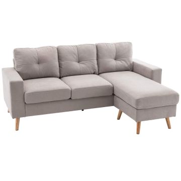 Угловой диван Homcom 193x136x85см, светло-серый/светло-коричневый