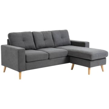 Угловой диван Homcom 193x136x85см, тёмно-серый/светло-коричневый