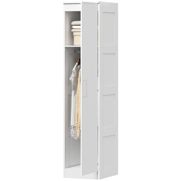 Corner wardrobe, with clothes rail, White, 40 × 180 × 52 cm