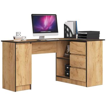 Угловой письменный стол B20 CLP, правый, 3 ящика, дубовый, 155 × 77 × 85 см