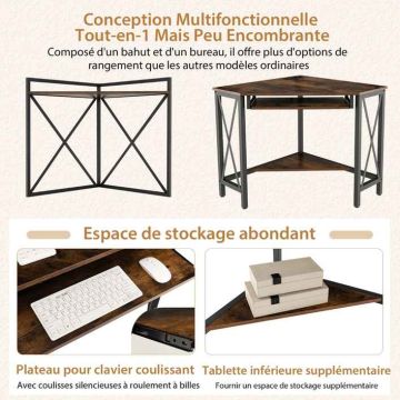 Corner desk, with charging station, 113 × 75 × 145 cm