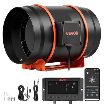 Duct fan VEVOR HF-200PE, 10 speed modes, 30 × 24 × 23 cm