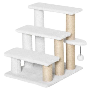 Когтеточка-лестница PawHut 45x40x48см, белый/песочный