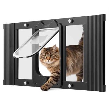 Cat flap for window VEVOR SKT-03, 4 locking modes, Black, 81.3 × 38.8 × 4 cm