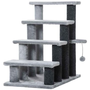 Лестница для кошек PawHut 60x40x64см, серая/темно-серая